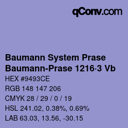 Color code: Baumann System Prase - Baumann-Prase 1216·3 Vb | qconv.com