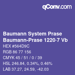 Color code: Baumann System Prase - Baumann-Prase 1220·7 Vb | qconv.com