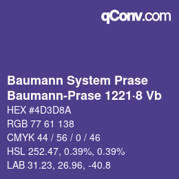 Color code: Baumann System Prase - Baumann-Prase 1221·8 Vb | qconv.com