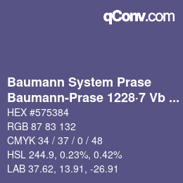 Color code: Baumann System Prase - Baumann-Prase 1228·7 Vb 1 | qconv.com