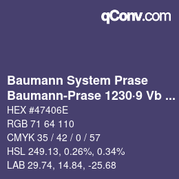 Color code: Baumann System Prase - Baumann-Prase 1230·9 Vb 1 | qconv.com