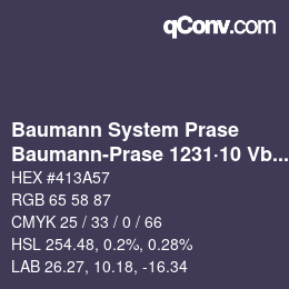 Color code: Baumann System Prase - Baumann-Prase 1231·10 Vb 1 | qconv.com