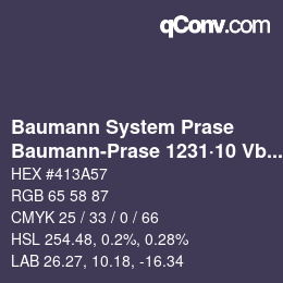 Color code: Baumann System Prase - Baumann-Prase 1231·10 Vb 1 | qconv.com