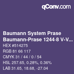 Code couleur: Baumann System Prase - Baumann-Prase 1244·8 V-Vb | qconv.com