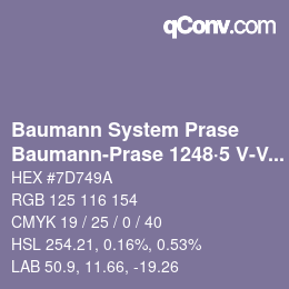 Color code: Baumann System Prase - Baumann-Prase 1248·5 V-Vb 1 | qconv.com