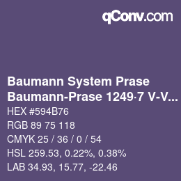 Color code: Baumann System Prase - Baumann-Prase 1249·7 V-Vb 1 | qconv.com