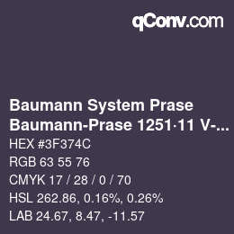 Color code: Baumann System Prase - Baumann-Prase 1251·11 V-Vb 1 | qconv.com