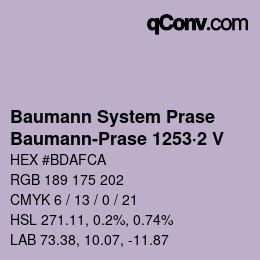 Color code: Baumann System Prase - Baumann-Prase 1253·2 V | qconv.com