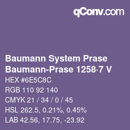 Code couleur: Baumann System Prase - Baumann-Prase 1258·7 V | qconv.com