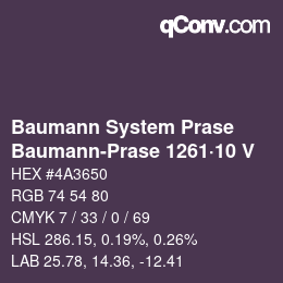 Color code: Baumann System Prase - Baumann-Prase 1261·10 V | qconv.com