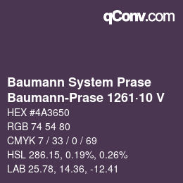 Code couleur: Baumann System Prase - Baumann-Prase 1261·10 V | qconv.com