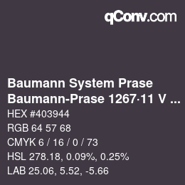 Color code: Baumann System Prase - Baumann-Prase 1267·11 V 1 | qconv.com