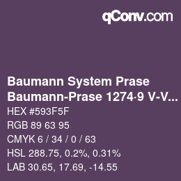 Color code: Baumann System Prase - Baumann-Prase 1274·9 V-Vp | qconv.com