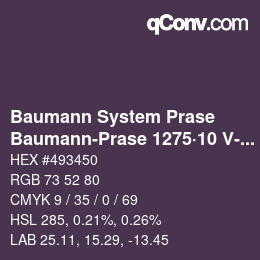 カラーコード: Baumann System Prase - Baumann-Prase 1275·10 V-Vp | qconv.com