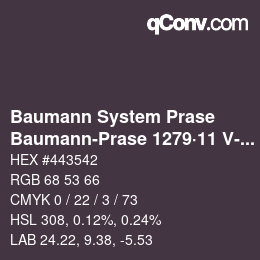 Color code: Baumann System Prase - Baumann-Prase 1279·11 V-Vp 1 | qconv.com