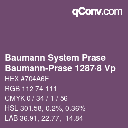 Color code: Baumann System Prase - Baumann-Prase 1287·8 Vp | qconv.com