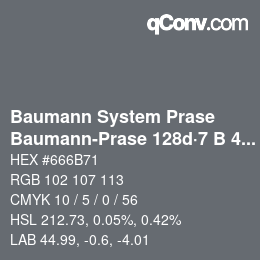 Code couleur: Baumann System Prase - Baumann-Prase 128d·7 B 4½ | qconv.com