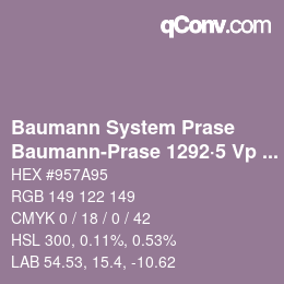 Color code: Baumann System Prase - Baumann-Prase 1292·5 Vp 1 | qconv.com