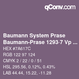 Code couleur: Baumann System Prase - Baumann-Prase 1293·7 Vp 1 | qconv.com