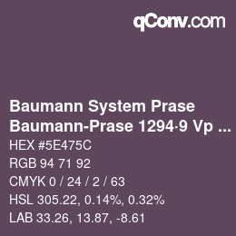 Color code: Baumann System Prase - Baumann-Prase 1294·9 Vp 1 | qconv.com