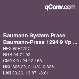 Code couleur: Baumann System Prase - Baumann-Prase 1294·9 Vp 1 | qconv.com