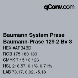 Color code: Baumann System Prase - Baumann-Prase 129·2 Bv 3 | qconv.com