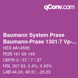 Color code: Baumann System Prase - Baumann-Prase 1301·7 Vp-Pv | qconv.com
