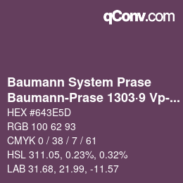 Color code: Baumann System Prase - Baumann-Prase 1303·9 Vp-Pv | qconv.com