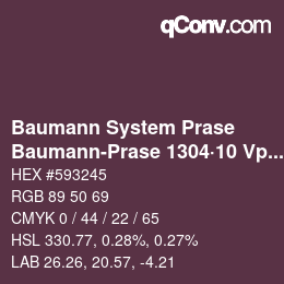 Code couleur: Baumann System Prase - Baumann-Prase 1304·10 Vp-Pv | qconv.com