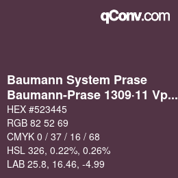 Code couleur: Baumann System Prase - Baumann-Prase 1309·11 Vp-Pv 1 | qconv.com