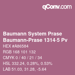 Color code: Baumann System Prase - Baumann-Prase 1314·5 Pv | qconv.com