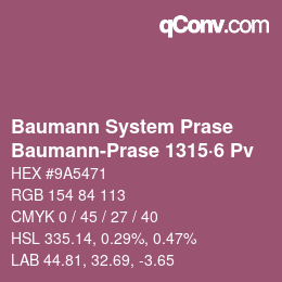 Code couleur: Baumann System Prase - Baumann-Prase 1315·6 Pv | qconv.com