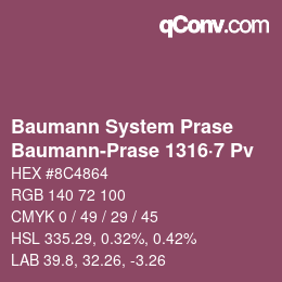 Color code: Baumann System Prase - Baumann-Prase 1316·7 Pv | qconv.com
