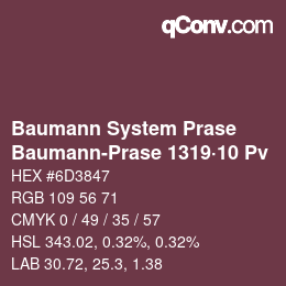 Code couleur: Baumann System Prase - Baumann-Prase 1319·10 Pv | qconv.com