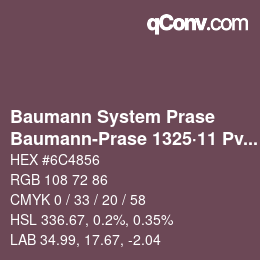 Color code: Baumann System Prase - Baumann-Prase 1325·11 Pv 1 | qconv.com
