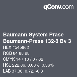 Code couleur: Baumann System Prase - Baumann-Prase 132·8 Bv 3 | qconv.com