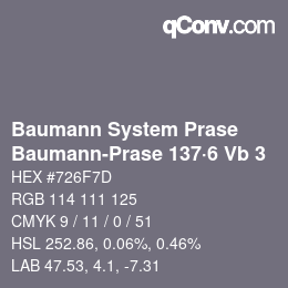 Code couleur: Baumann System Prase - Baumann-Prase 137·6 Vb 3 | qconv.com