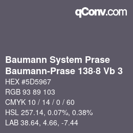 Color code: Baumann System Prase - Baumann-Prase 138·8 Vb 3 | qconv.com