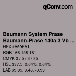 Code couleur: Baumann System Prase - Baumann-Prase 140a·3 Vb 3½ | qconv.com