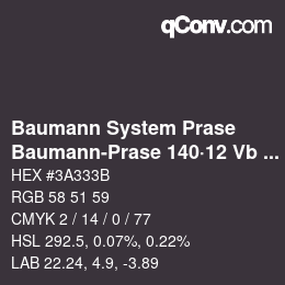 Color code: Baumann System Prase - Baumann-Prase 140·12 Vb 3 | qconv.com