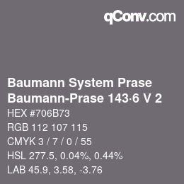 Color code: Baumann System Prase - Baumann-Prase 143·6 V 2 | qconv.com