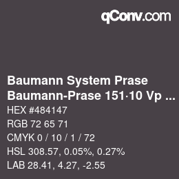 Farbcode: Baumann System Prase - Baumann-Prase 151·10 Vp 2 | qconv.com