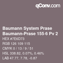 Code couleur: Baumann System Prase - Baumann-Prase 155·6 Pv 2 | qconv.com