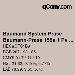 Code couleur: Baumann System Prase - Baumann-Prase 158a·1 Pv 2½ | qconv.com