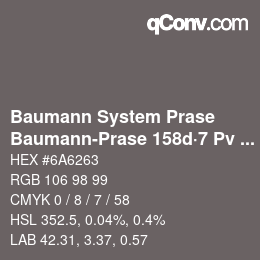 Code couleur: Baumann System Prase - Baumann-Prase 158d·7 Pv 2½ | qconv.com