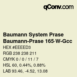 Color code: Baumann System Prase - Baumann-Prase 165·W-Gcc | qconv.com