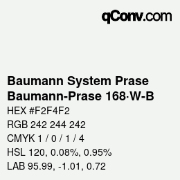 Color code: Baumann System Prase - Baumann-Prase 168·W-B | qconv.com