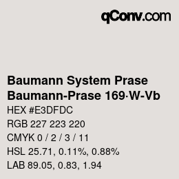 Code couleur: Baumann System Prase - Baumann-Prase 169·W-Vb | qconv.com