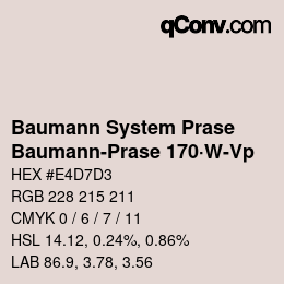 Color code: Baumann System Prase - Baumann-Prase 170·W-Vp | qconv.com