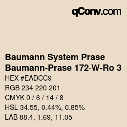 Code couleur: Baumann System Prase - Baumann-Prase 172·W-Ro 3 | qconv.com